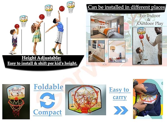 Zoo Basketball Hoop Set for Kids, Animal Theme Backboard, Indoor Sports Game with Ball, Basketball Set Ball, Pin, Hanging Board,Ring Net, Birthday Gift Item 1