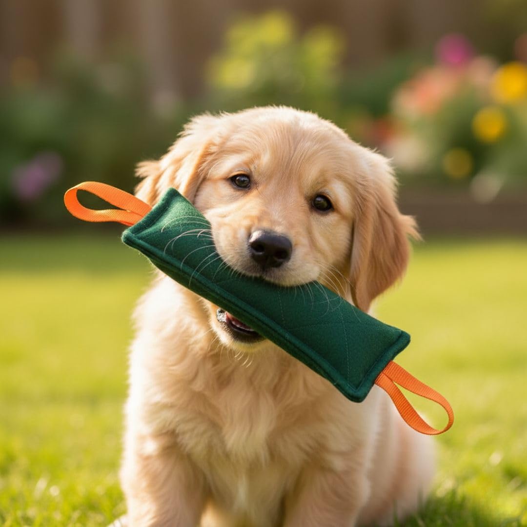 Vama Dog Training Bite Tug – Dual Handle Durable Bite Toy (12 x 4 Inch) for PSA, IGP & Working Dogs -Obedience & Bite Work