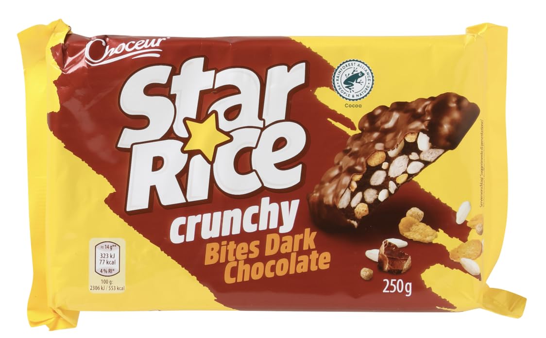 Star Rice Crunchy - Gaufrettes croustillantes au riz soufflé nappées de chocolat blanc, plaisir croquant unique - Compatible avec Choceur - 250g