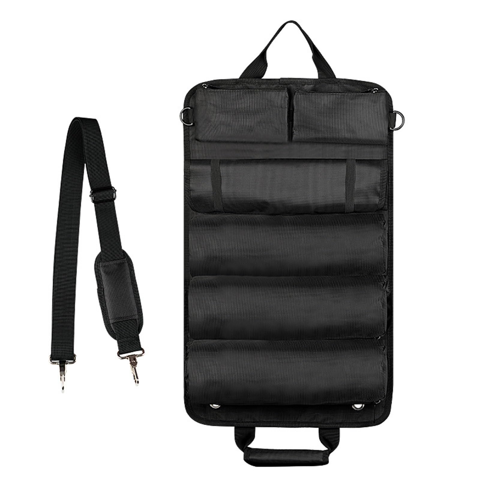 Roll Tool Wrap Organiser Electrician Special Waist Pack Durable Canvas Repair Installation Storage Bag for Mechanic Carpenter Black