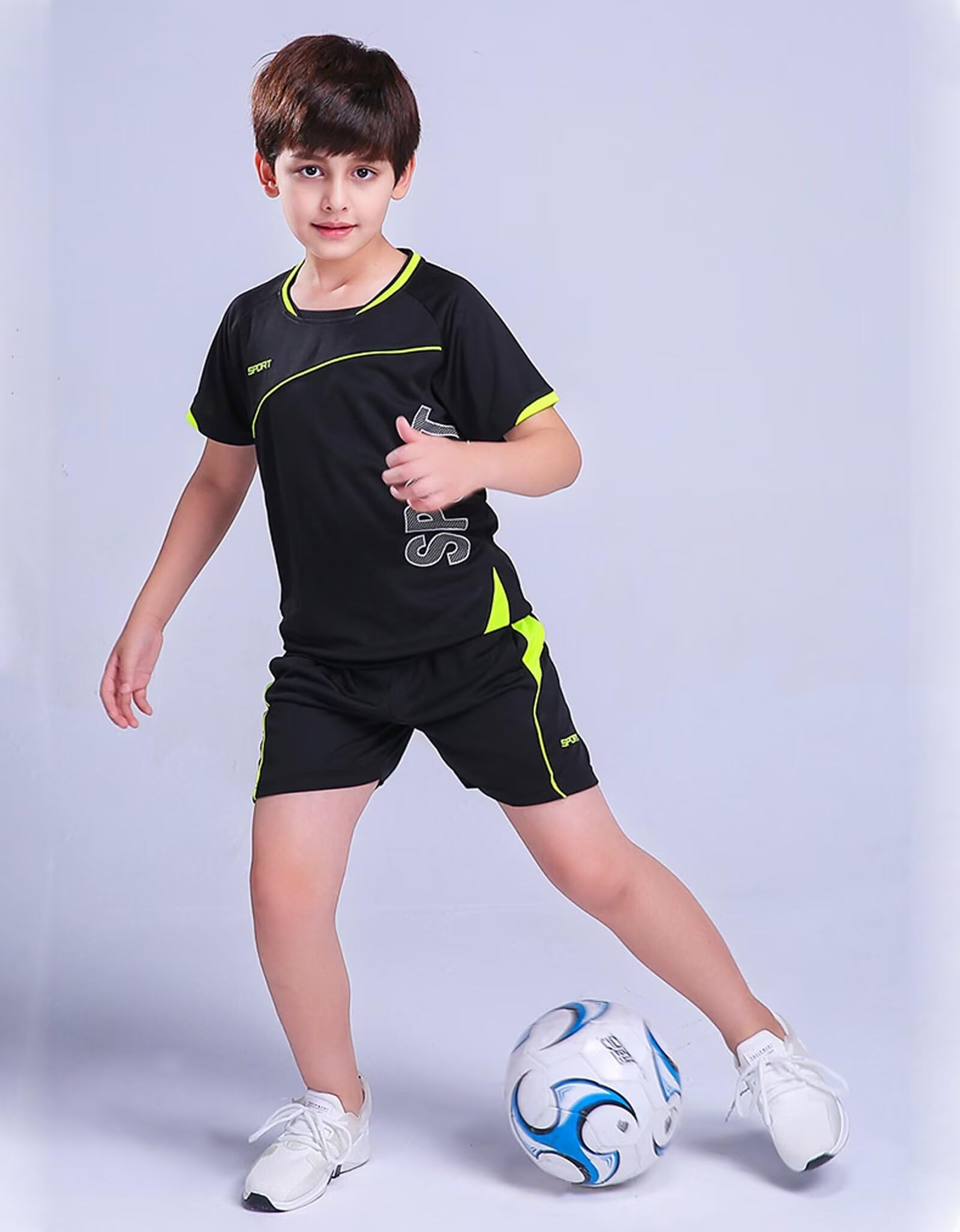 Maglia Calcio Bambino, Set di Maglie per Bambini, Kit Allenamento Calcio Tuta Calcio, T-Shirt da Calcio e Pantaloncini Sportiva da Bambini