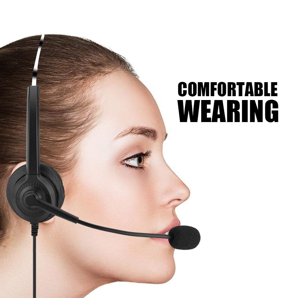 Auricolare telefonica H300D,Cuffie con Filo da Call-Center, Cuffie Telefono Fisso Mono con Microfono a Cancellazione del Rumore, Adatto per assicurazioni, banche, ospedali, aziende