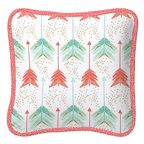 Carousel Designs Coral and Teal Arrow Decorative Pillow Square