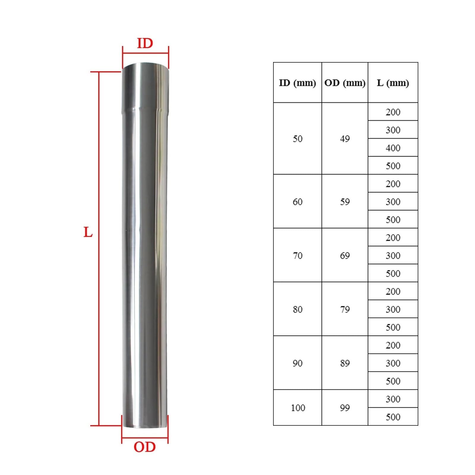 Tubo de escape for calentador de agua, tubo de escape de gas, tubo de salida, tubo de ventilación directa, conducto de aire for humos, for horno, for caldera, acero inoxidable(60-500mm)