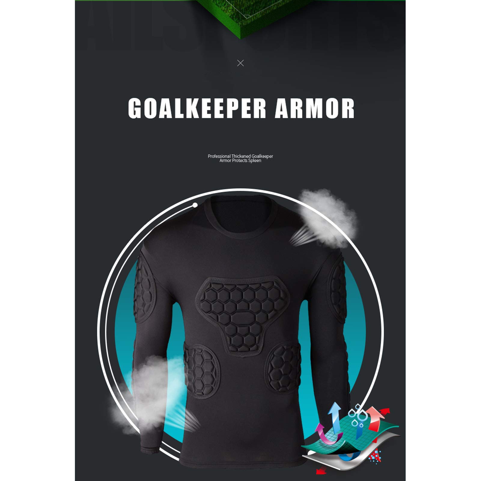 Uniforme de Portero de Fútbol Anticolisión, Jersey de Manga Larga Ajustado y Pantalones Cortos