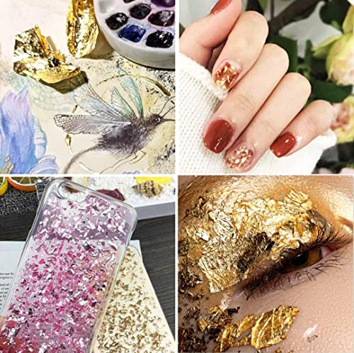 Image of Gold Leaf Sheets, 100 Sheets, 8 by 8.cm Gilding Foil for Gilding, Resin Art, Decoration Crafting, Paintings, Arts Crafts, Nail Deco,Furniture, Size 3.14 * 3.35 inhches (100)