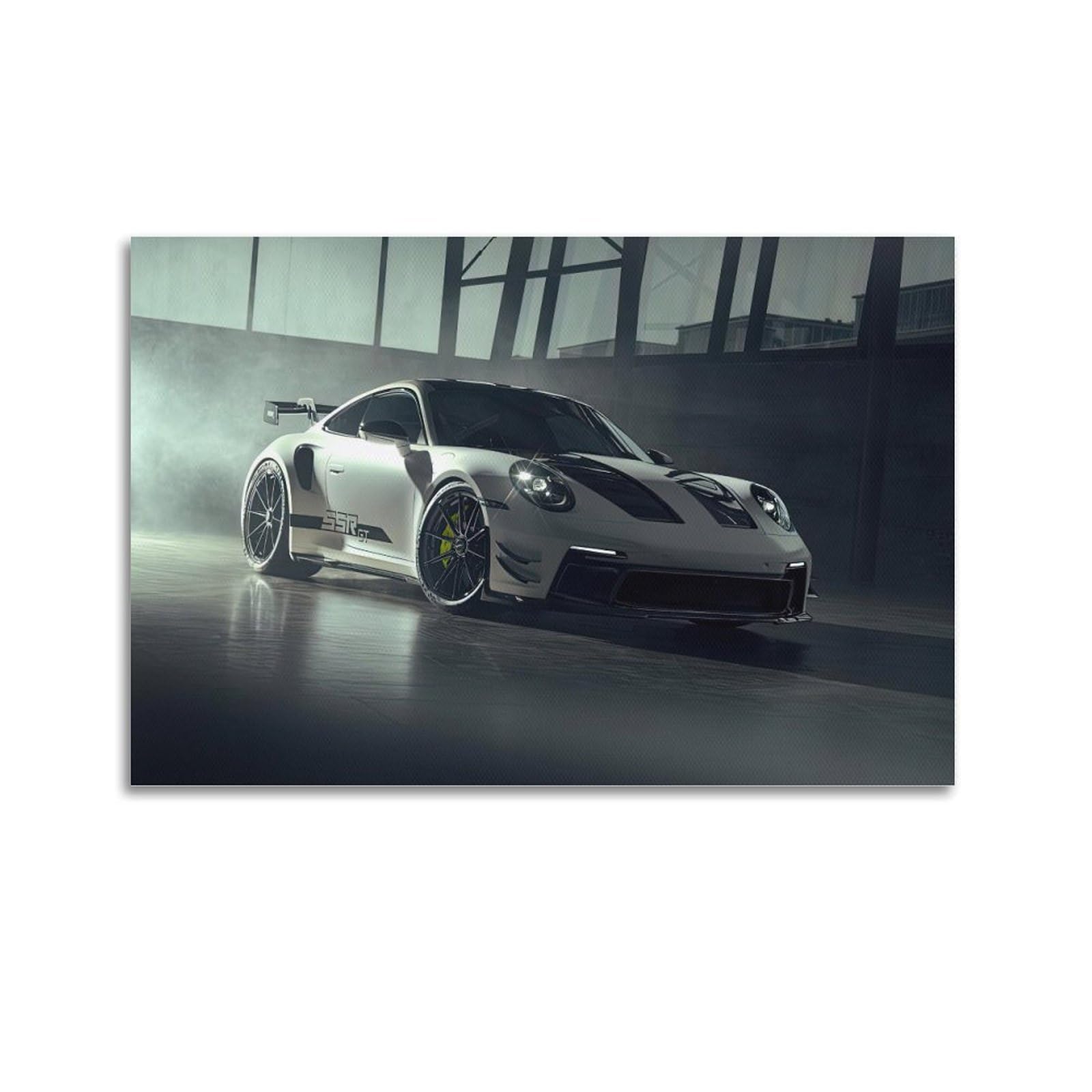 OKAHYS 992 911 GT3 White Sports Car Poster German Racing Supercar Decorative Painting Canvas Wall Artworks Picture 12x18inch(30x45cm)