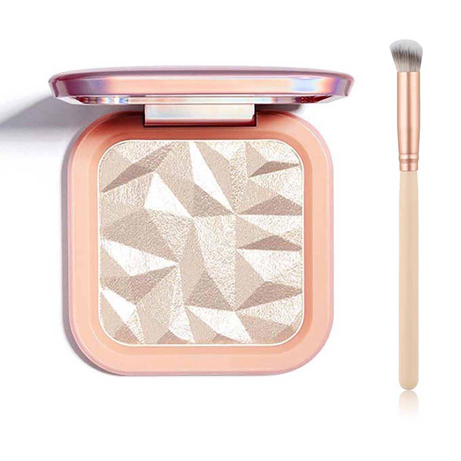 Champagne Glow Highlighter Powder with Brush, Silky Smooth Face Highlighter Makeup