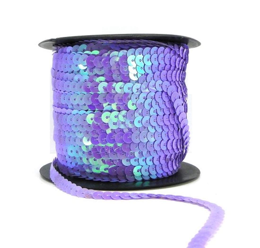 Sequin Trim Sequins Ribbon 6mm Strung Metallic Shiny Flat Sequins Paillette Spangle Sequin String for Embellishment Sewing Arts Crafts Fancy Dress Decoration (AB Violet