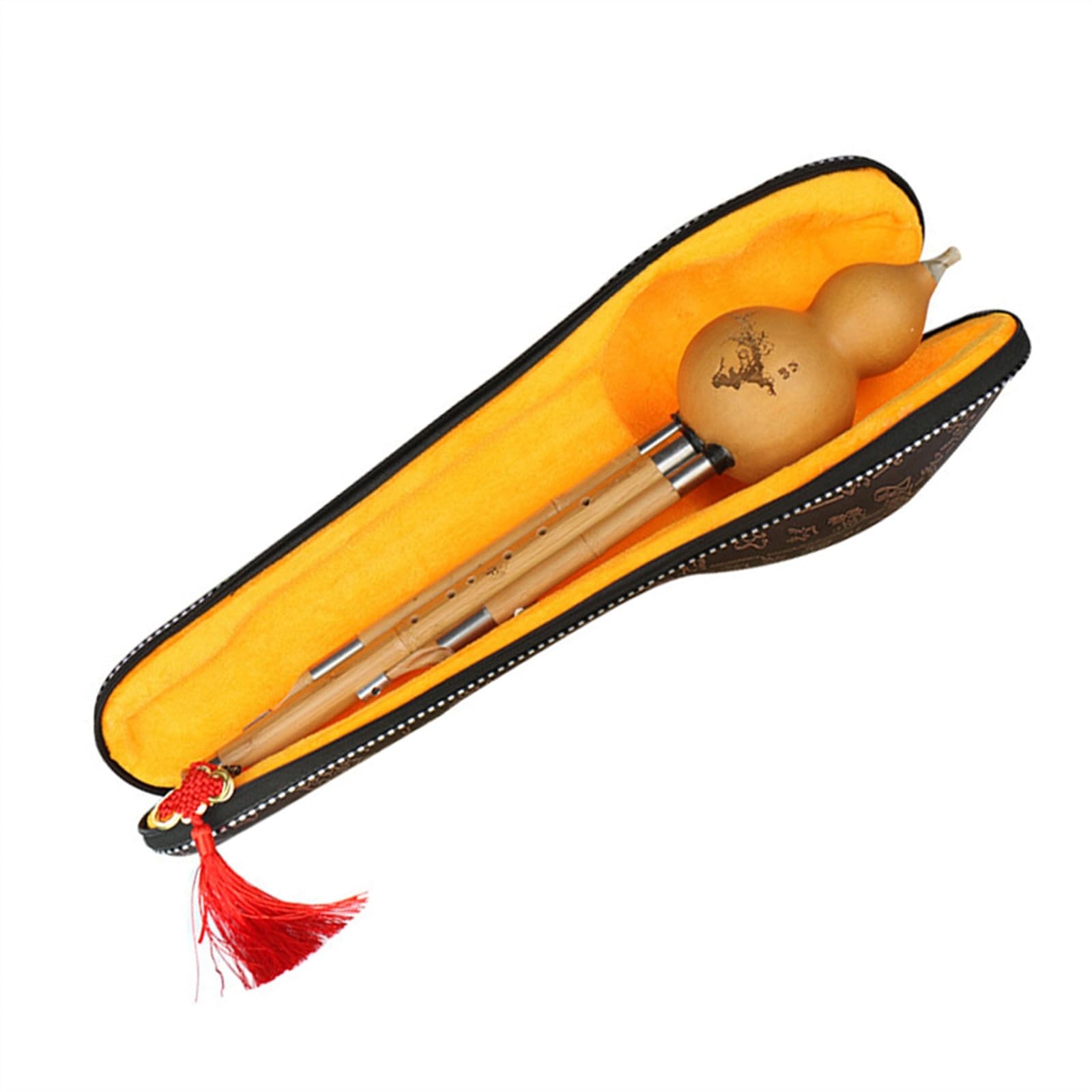 Flûte Hulusi Professionnelle - Clé Sib Ou Do - En Acajou Et Gourde Naturelle - Instrument De Musique Traditionnel