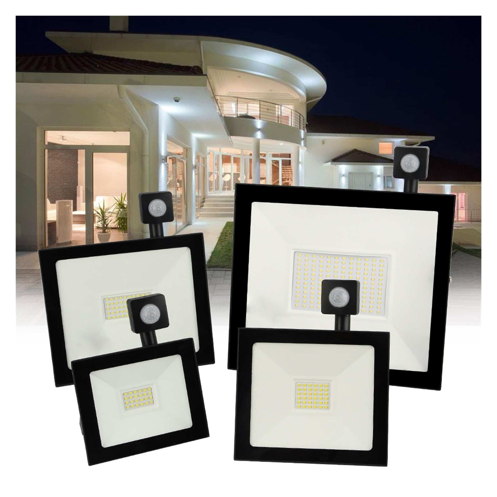 LED Flutlicht mit Bewegungsmelder, 50W/100W Außenstrahler, PIR Flutlicht Projektor für Garten, Energieeffizient, Sicherheitsbeleuchtung, wasserdichtes Design