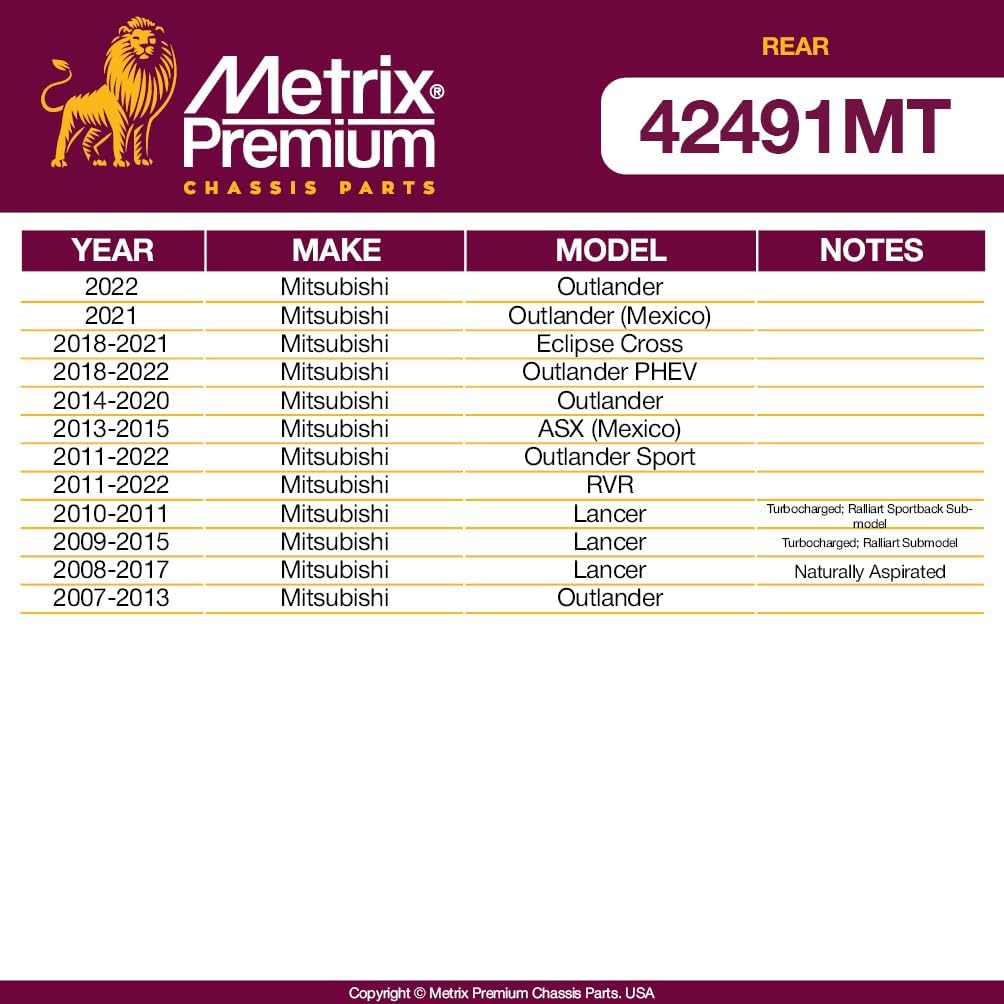 Metrix Premium Chassis Parts - Rear Sway Bar Stabilizer Bar Link Fits 22 Mitsubishi Outlander, 21 Outlander (Mexico), 18-21 Eclipse Cross, 18-22 Outlander PHEV, Replacement SL68512, Made in Europe