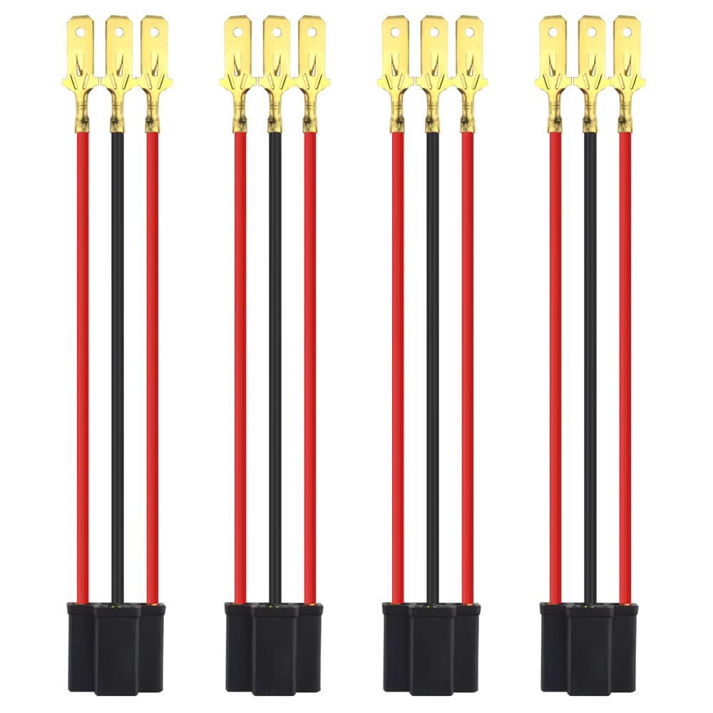 4Pcs H4 Female to 3 Pin Male Socket Adapter Connector Extension Wire Wiring Harness H4 Headlight Socket Harness for Headlight Fog Light Retrofit