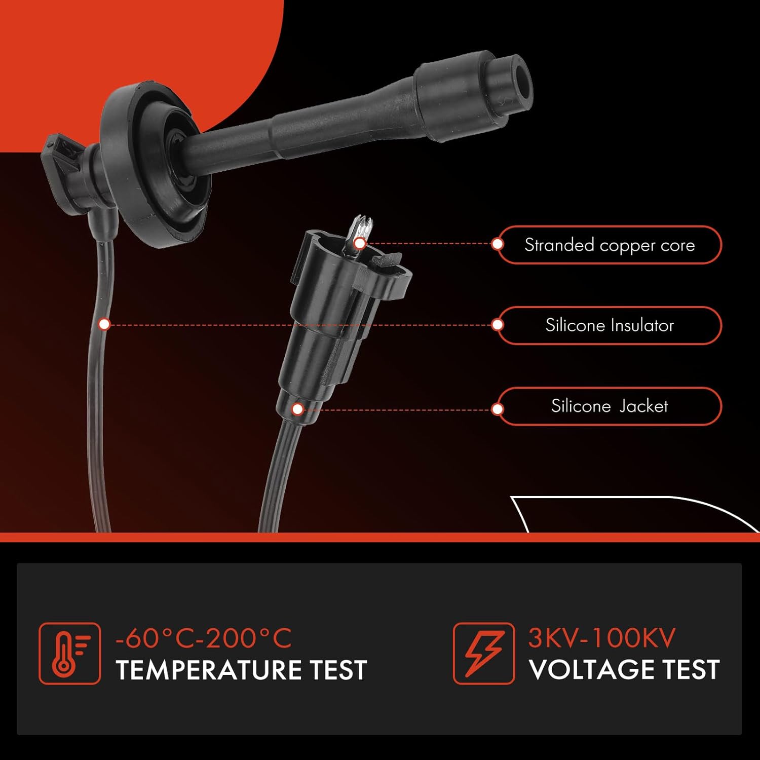 A-Premium Ignition Spark Plug Wires Set of 4 Compatible with Toyota Corolla 1998 1999 2000 2001 2002 L4 1.8L