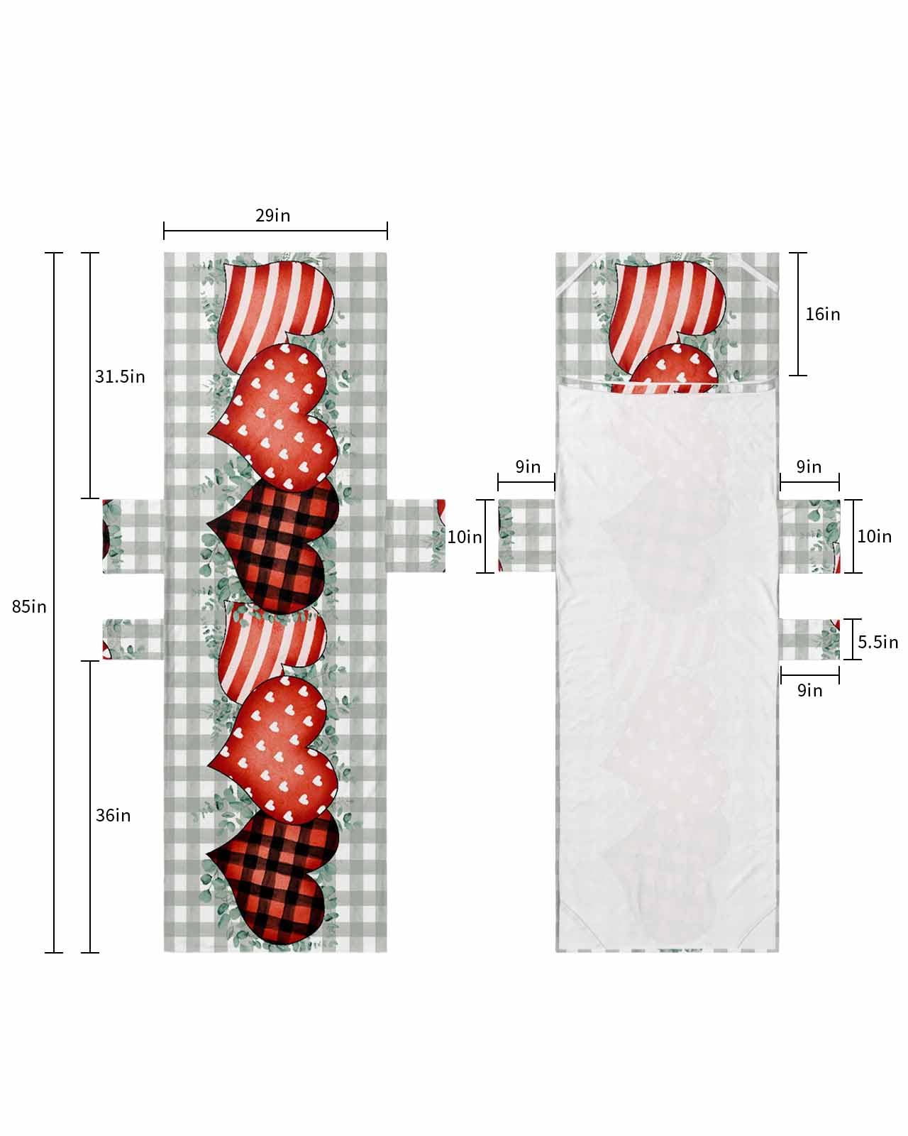 Red Love Heart Valentines Beach Lounge Chair Towel Cover, Soft Chaise Lounge Towel with Side Pockets Patio Pool Chairs Cover for Beach/Pool Sunbathing 29x85 Eucalyptus Leaves Plaid