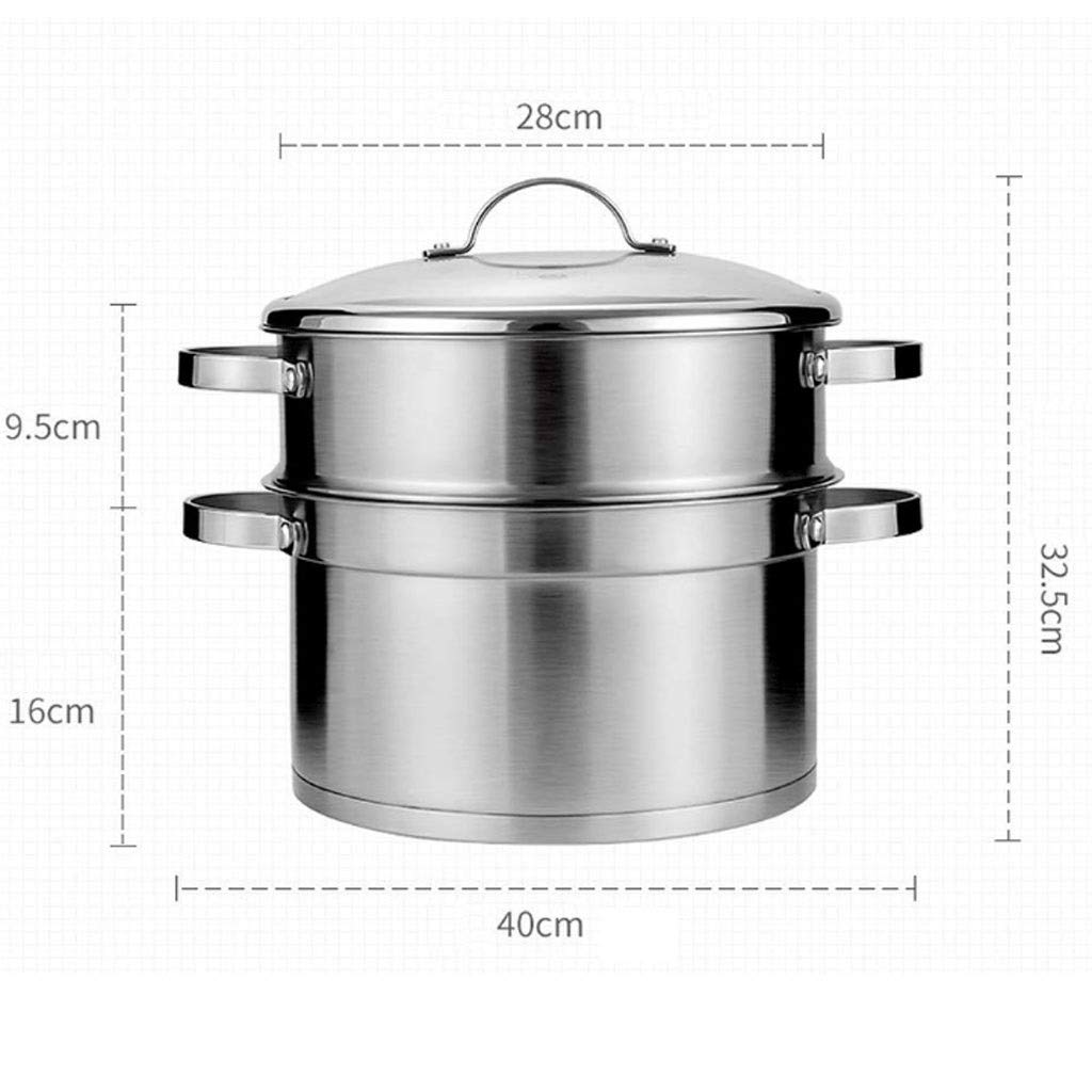 Vaporizador doméstico de Dos Capas de 28CM de Espesor, vaporizador de Verduras de Acero Inoxidable, Cubierta de Acero Inoxidable