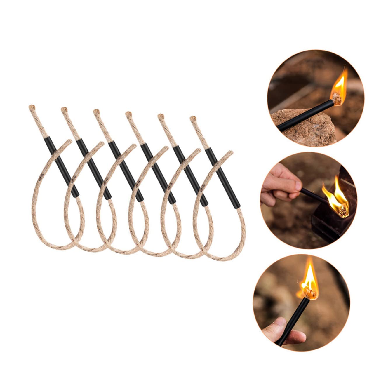 DOITOOL 12 Sets Outdoor Fire Starting Tool Ropes Gear Emergency Fire Starter Rope