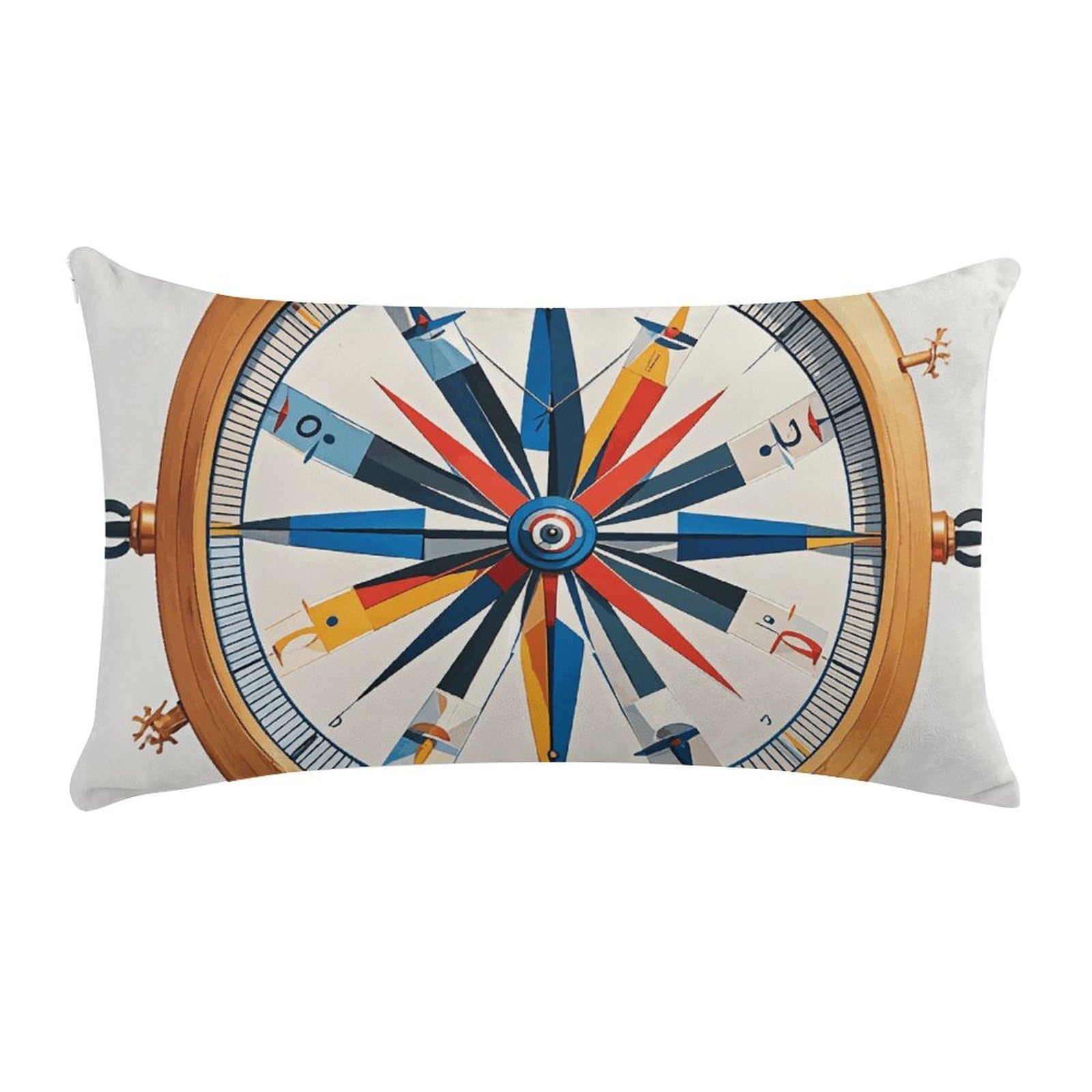 Maritime Sailboat Compass Pillow Cases for Sofa, Super Soft Plush Pillow Cover with Zipper, Luxury Cozy Pillow Shams for All Seasons, Lightweight Pillowcases for Bedroom, 12" X 20"
