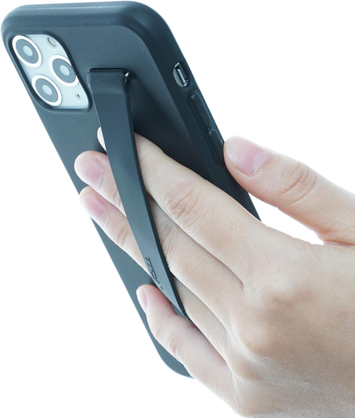 Hand Strap TFY Slim Fit Case with Smart Utility Silicon Hand Strap Holder Compatible with 11 Pro - Black