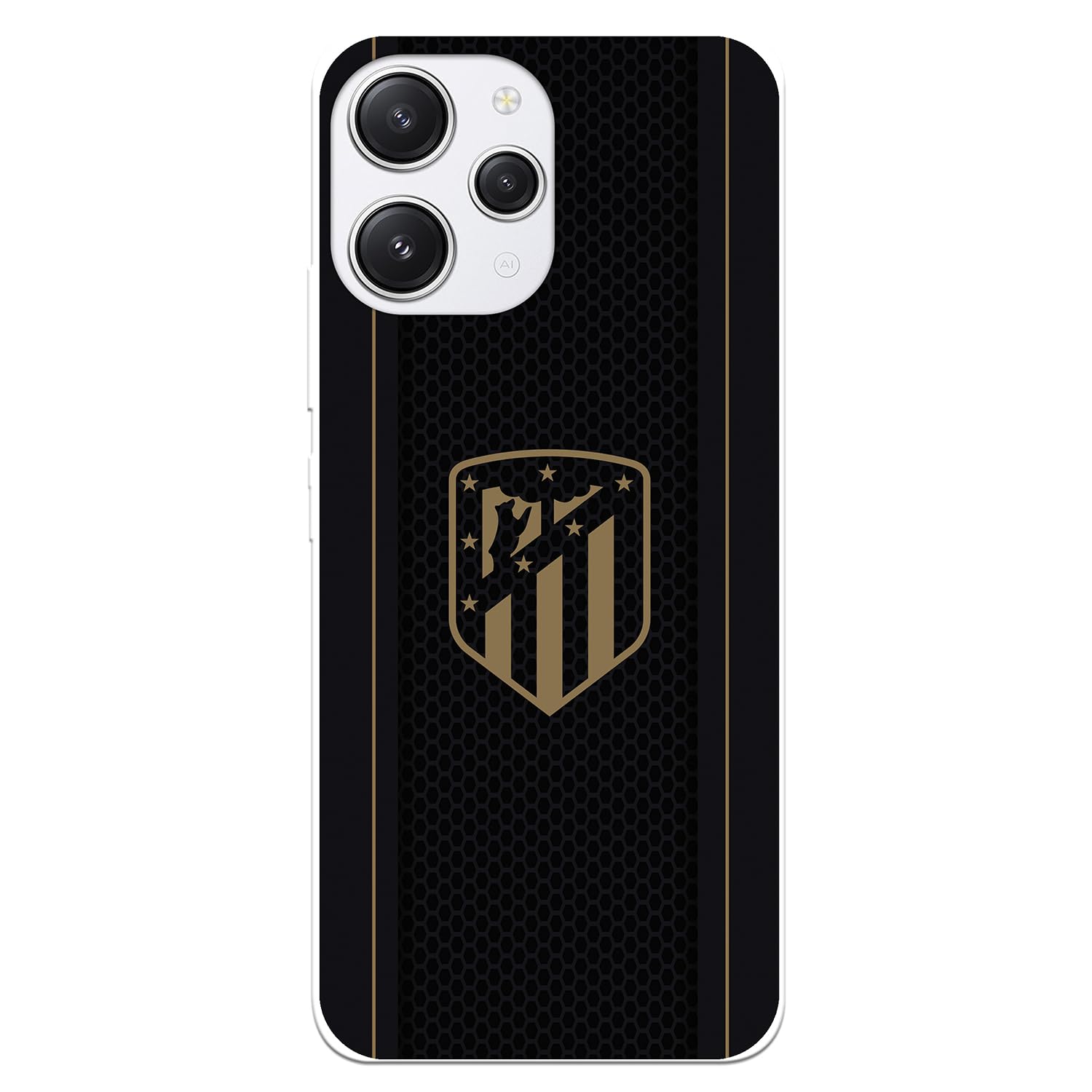 Funda para Xiaomi Redmi 12C del Atlético de Madrid Escudo Fondo Negro tansparente para Proteger tu móvil. Carcasa de Silicona Flexible con Licencia Oficial Atlético de Madrid