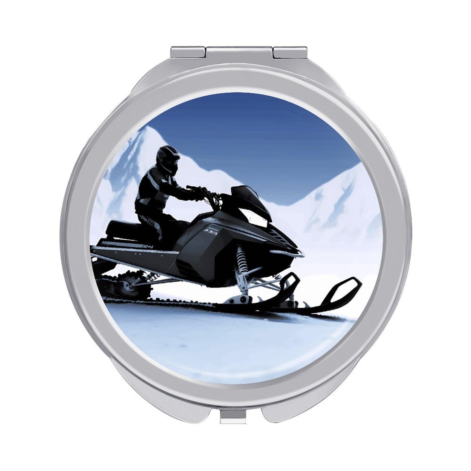 VstaDank Snowmobile Travel Makeup Mirrors Exquisite Double-Sided 2X/1X Magnifying Folding Pocket Mirror Portable Round Handheld Mirror Mini Compact Mirrors for Outdoor Home