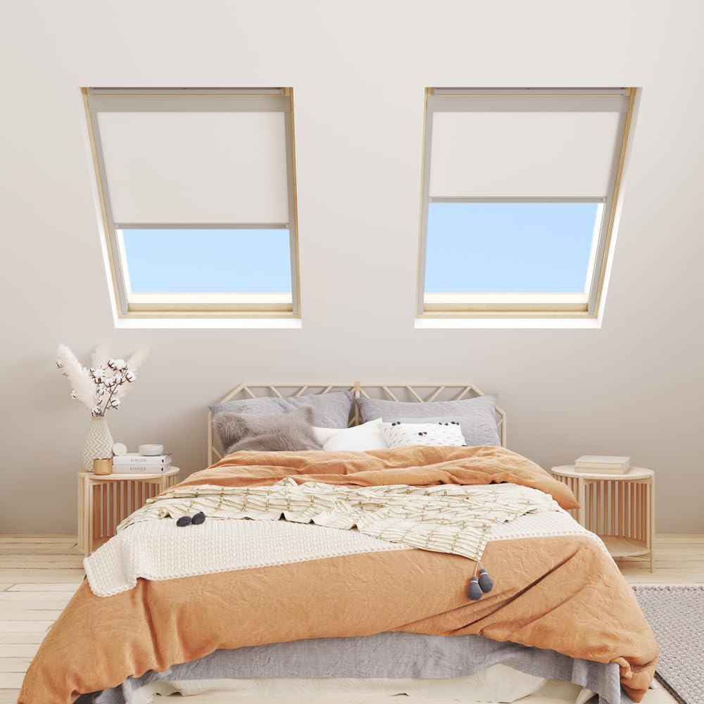 Verdunkelungsrollo für Roto Dachfenster, Maßanfertigung | mit Seitenschienen, Thermorollo, Sonnenschutz, 320 329 435 617 627 647 649 735 738 739 844 845 846 847 849 R45 R75 R85 R88