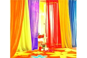 Rainbow Sheer Window Panel Colorful Backdrop