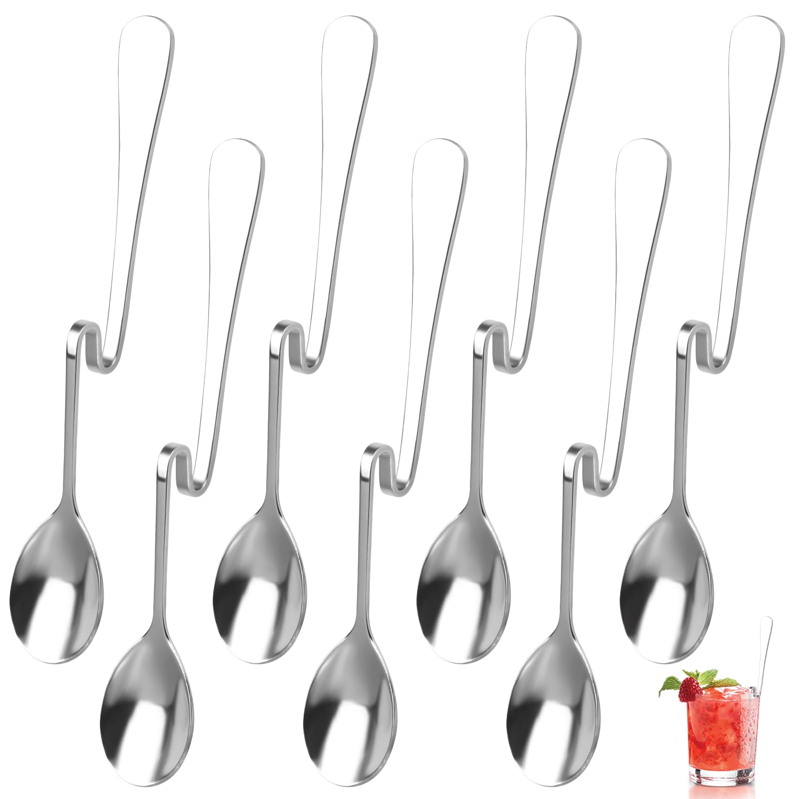 8 stuks latte macchiato-lepels, honinglepel met gebogen handgrepen, jamlepel, koffielepel, lange lepel