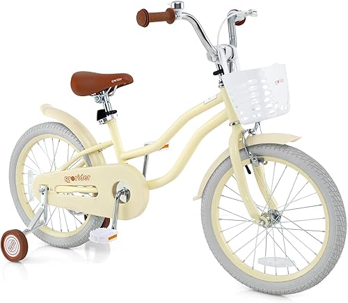 Miniatura 30 de BABY JOY Bicicleta infantil, 12 14 16 18 20 pulgadas, para niños y niñas, con asiento ajustable, cesta removible, freno de mano y freno de