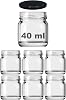 Afracam 40 ml Different Sizes Jar 40 cc Canned Glass Jar with Metal Lid 6 Pieces Transparent, 40 cc