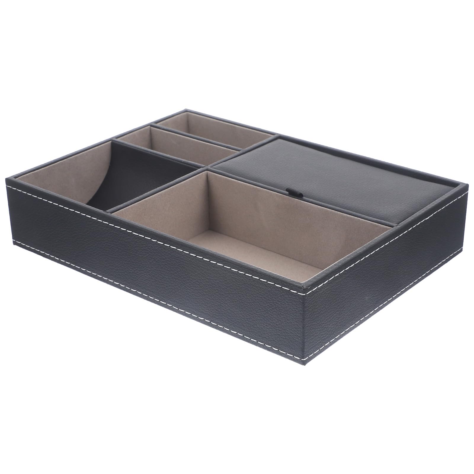 Boîte à bijoux multi-grilles en cuir pour sublimer votre table de nuit et ranger vos clés