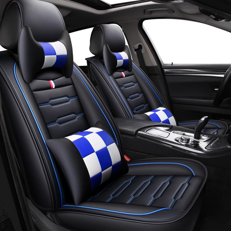 Protection siège voiture cuir PU noir bleu couvre coussin auto Jetta