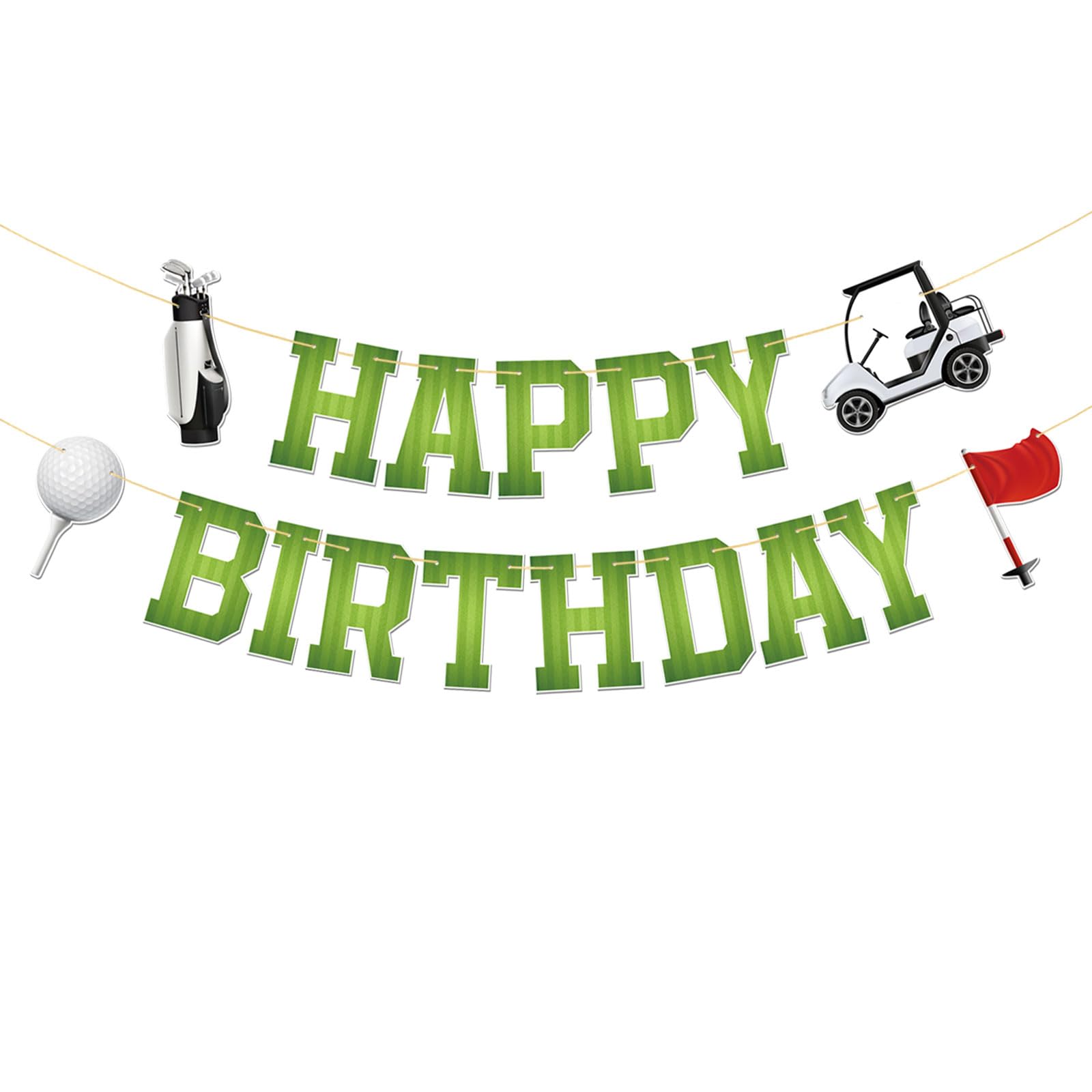 Golf Happy Birthday Banner - Sport Baby Shower Party Supplies - Women Men Birthday Party Decorations