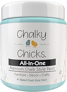 Chalky Chicks 4 Fl Oz Matte Rain Drop (Light Blue) Chalk Paint, Furniture Paint No Sanding All in One Paints Without Sanding for Cabinet, Wood, Crafts, Chalk Board, Walls, Dresser, Kitchen