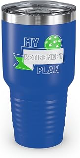 Teegarb Letter Blanket Vaso de acero inoxidable de 30 onzas, con texto divertido en inglés "My Retirement Plan", Pickleball, introvertido, deportivo, divertido, deportivo, 887 ml, color azul rey