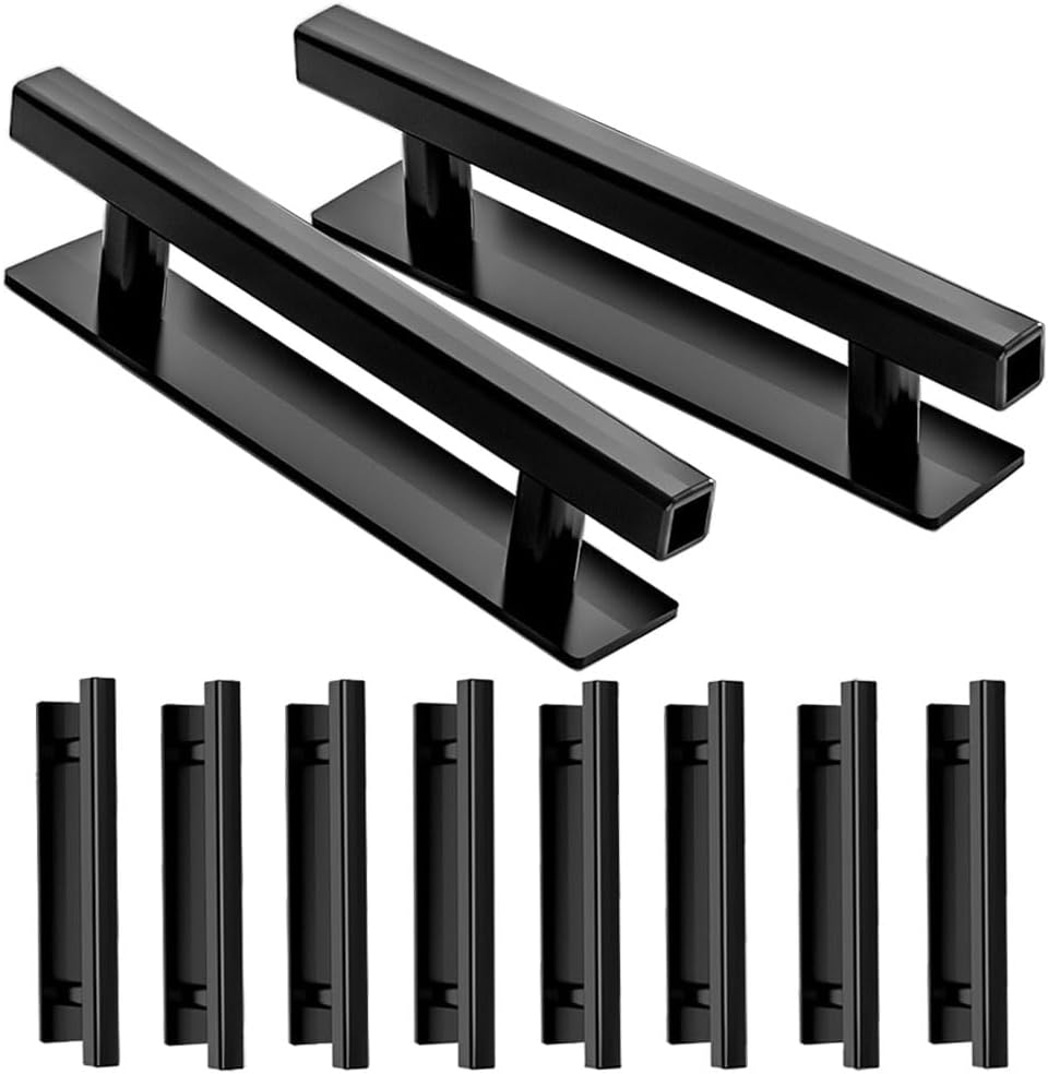 Self-Stick Push Pull Helper,10 Pack ABS Plastic Cabinet Drawer Handles Pulls for Kitchen Furniture Cabinets Closets Drawer Window Sliding Closet (10, Gold)