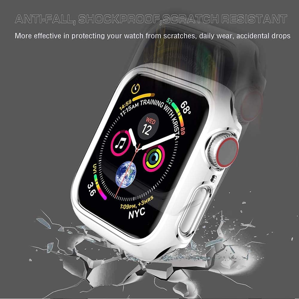BOTOMALL Compatible Apple Watch Case Series 3/2 38mm [NO Screen Protector] Hard Cover Accessories Slim Guard Thin Lightweight Protective Bumper for iWatch(White/Silver,38MM Series 3/2)