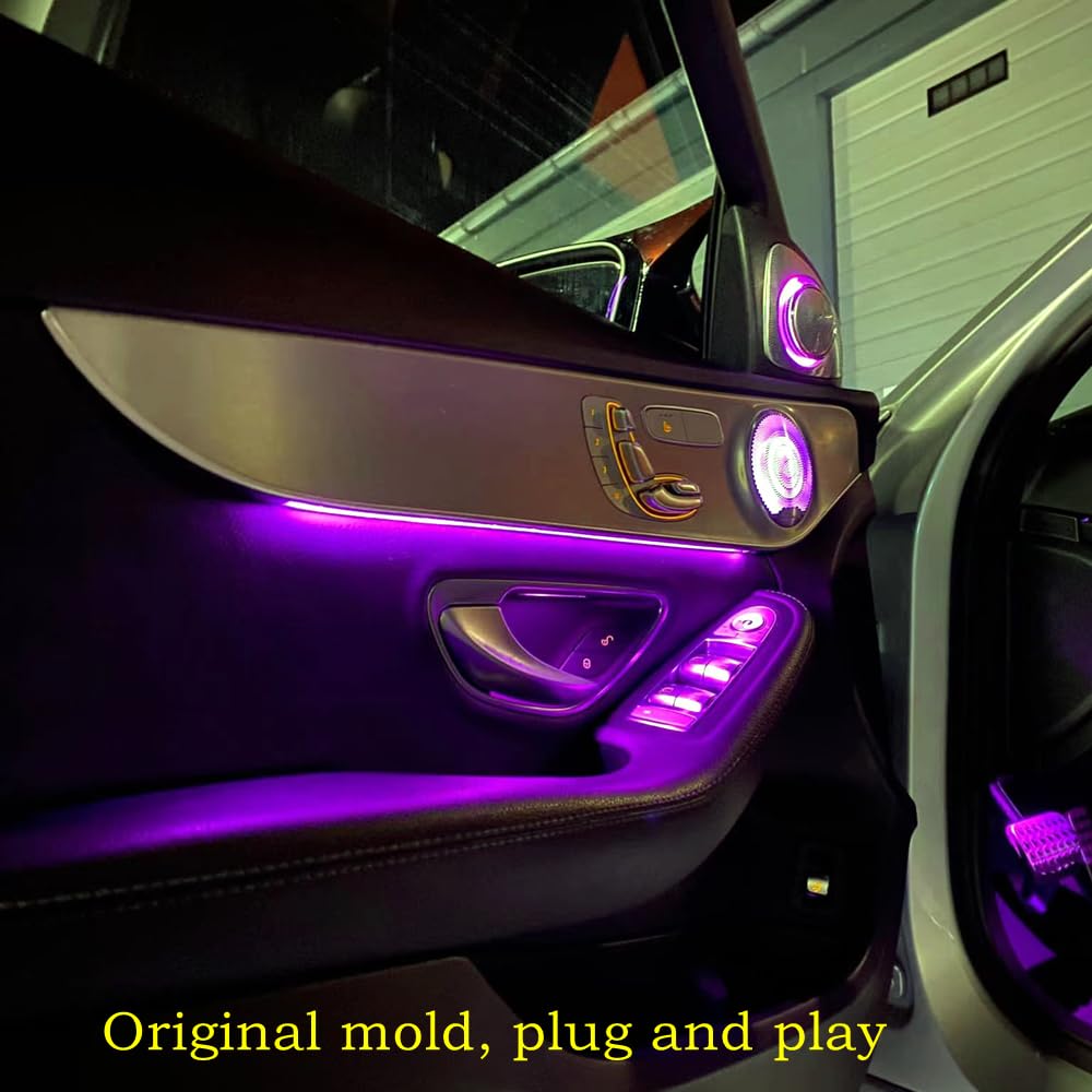 64 Color LED Environmental kit for Automobiles, 7-piece Luminous air Conditioning Vent Set, Screen Control, for Mercedes Benz C-Class W205 GLC X253