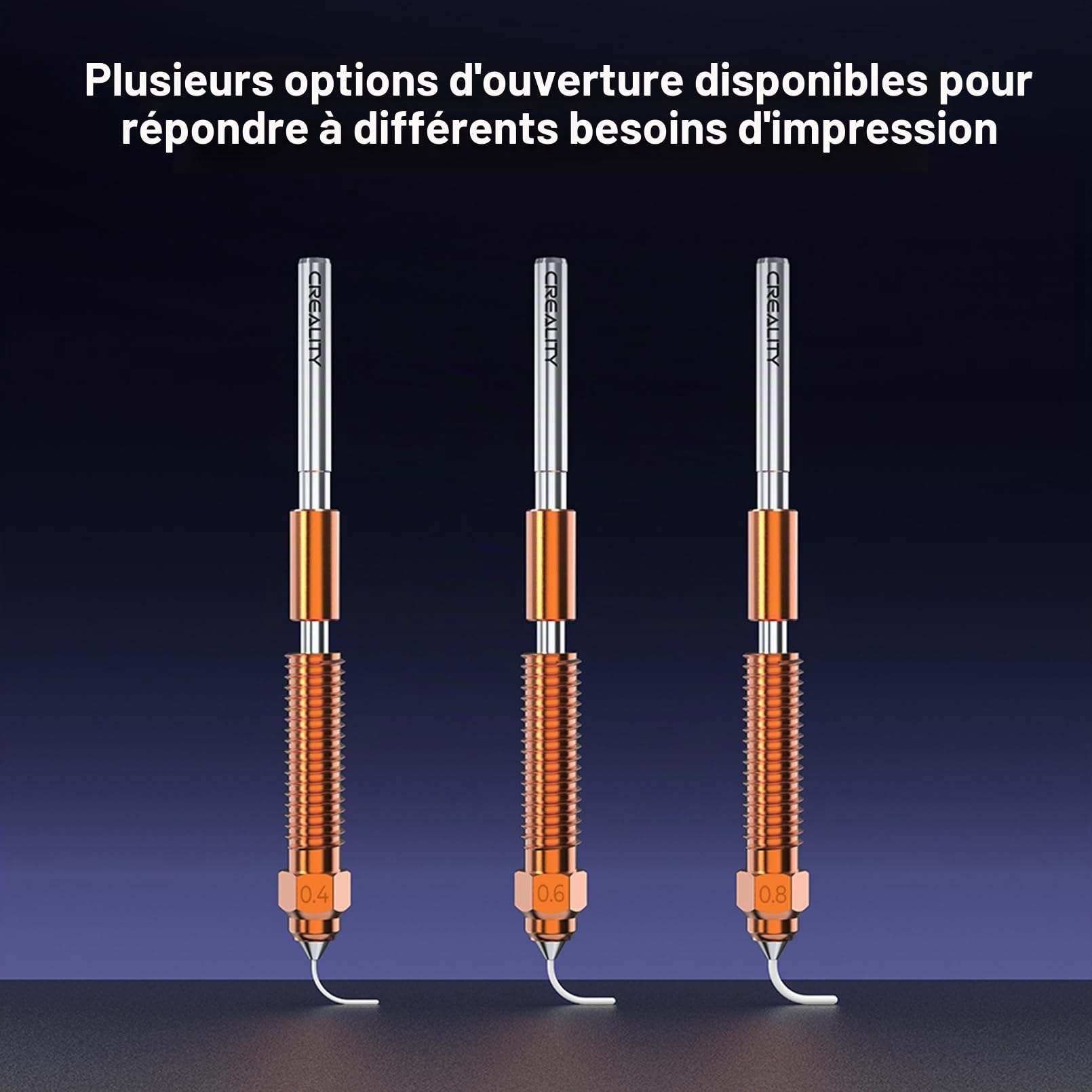 Creality Unicorn Kit Nozzle à Changement Rapide pour Imprimante 3D K2 SE, K1C, Ender 3 V3, Buse en Cuivre Tri-métal Haute Vitesse et Alliage Titane et Kit Buse à Changement Rapide pour K1C