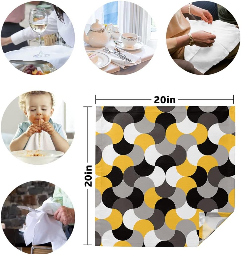 Abstract Geometry Table Napkin Set Wedding Banquet Cloth Soft Tea Towels Dinner Handkerchief