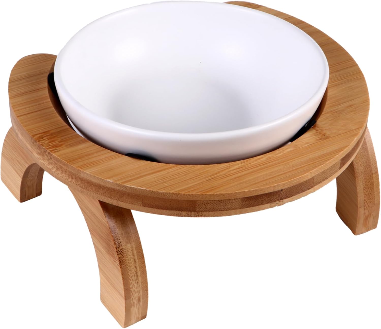 Mipcase 1set Elevated Pet Bowl Set Cat and Dog Feeder Wooden Bracket Skid-Resistant Easy to Clean and Spill