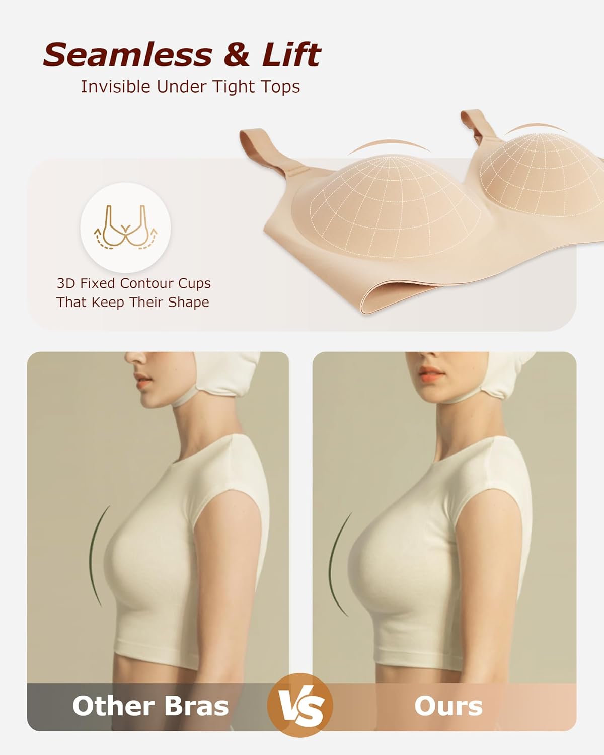 Wireless Comfortable Seamless Soft Bras for Women Full Coverage Push Up Everyday No Show Bra - Image 5