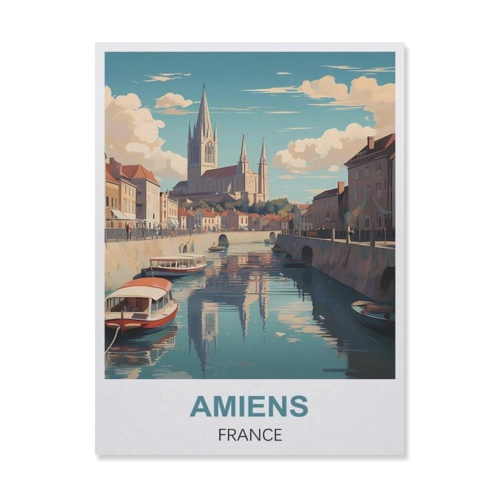 Vintage Wall Decor Metal Poster Plaque，Amiens France(30x40cm）