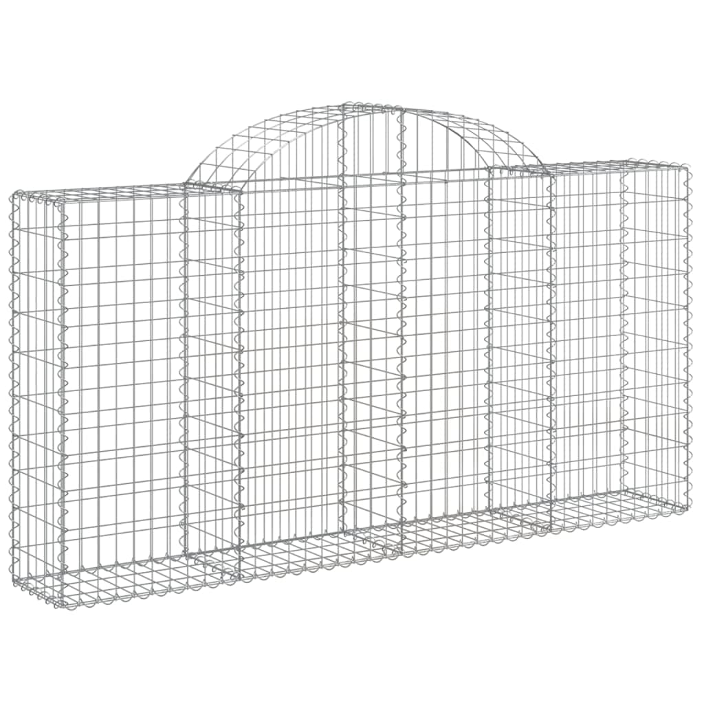 Gaviones con arco alto, juego de 10 unidades, 200 x 30 x 100/120 cm, hierro galvanizado, para jardín, jardineras, macizos de flores, protección visual y ruido