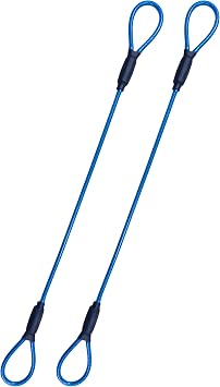 3.3mm Steel Wire Rope Outdoor Travel Security Cable Lock,Braided Steel Coated Safety Cable Luggage Lock,Safety Cable Wire Rope Chain Lock Double Loop Lightweight Blue, 24in/2Pcs