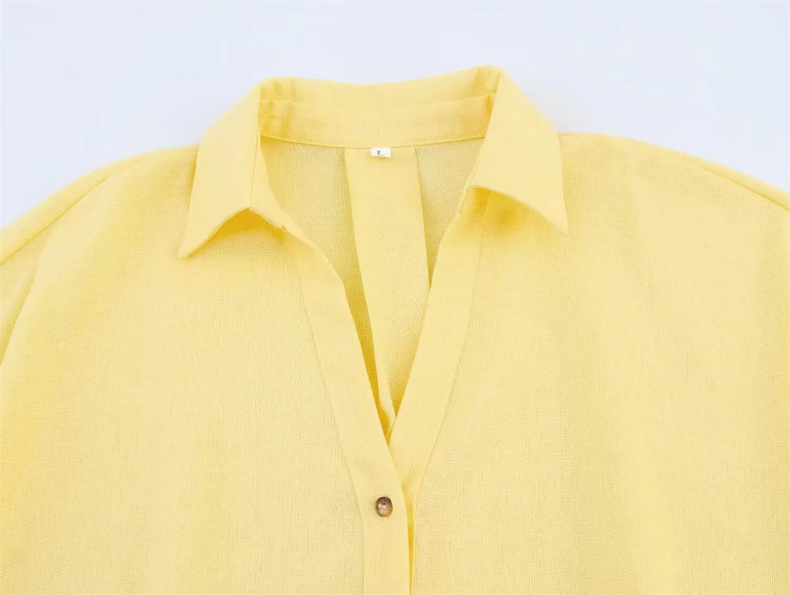 Genérico Camisa Holgada de Manga Larga con Botones para Mujer, Abertura Completa, Botonadura Sencilla, Corte Recto, Manga Ancha, Blusa de Oficina (Camiseta Pnnrk Mediana)