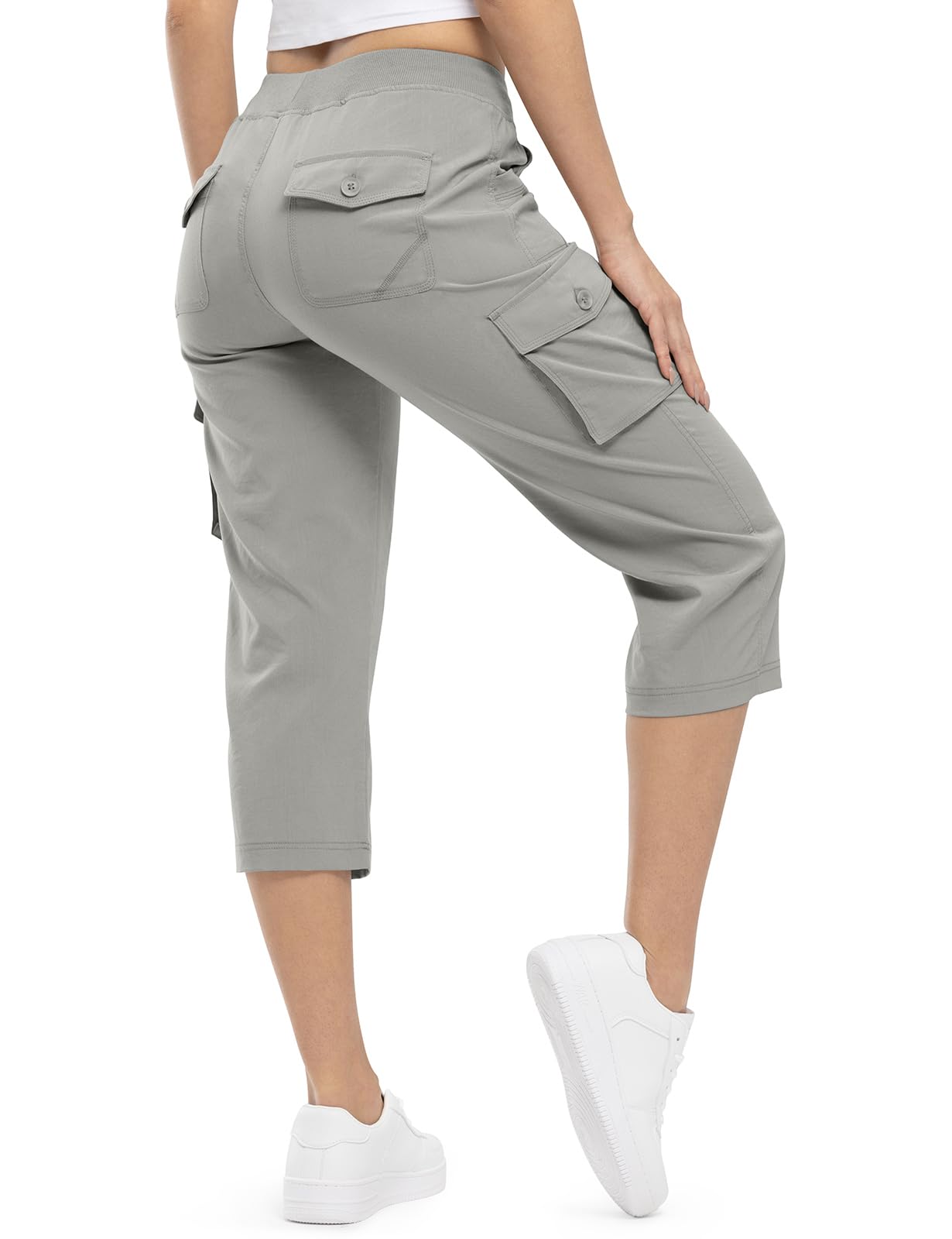 TBMPOY Womens Cargo Capris Lightweight Hiking Pants 6 Pockets Quick Dry Casual Outdoor Trip Loose Shorts Cropped Cotton