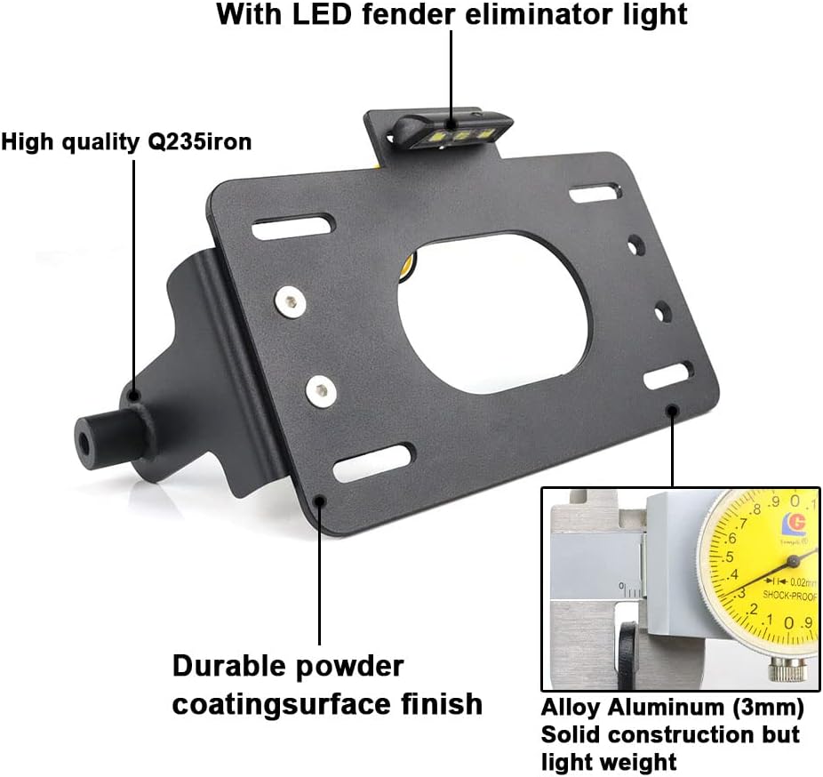LED Swingarm License Plate Relocator Kit Compatible with Polaris Slingshot SL LE/Base 2015-2017, Slingshot SL 15-24/SLR 17-24/SLR LE 2018/R 20-24/R LE 2021/GT 2019/GT LE 18-20/S 18-24