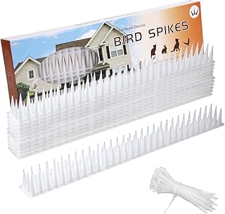 Pics Anti-Pigeons de 5,1 m, 12 Pics de répulsif Contre Les Oiseaux en Plastique avec 20 Serre-câbles, répulsif à Pigeons pour Balcon/Oiseaux/Chat/Pigeons/moineaux/Rebord de fenêtre-Blanc