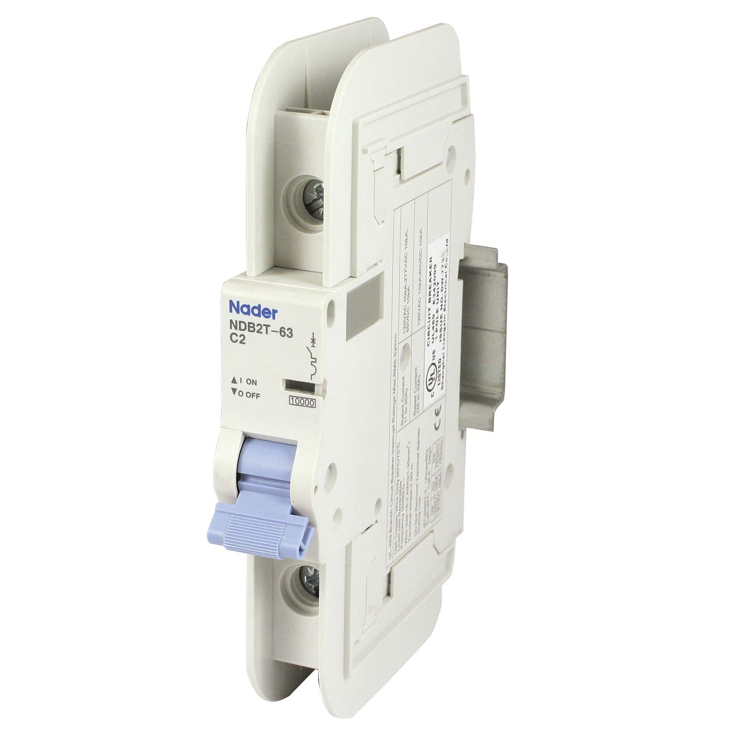 2A, 120V AC, 1 Pole, DIN Rail Mount Miniature Circuit Breaker, Trip